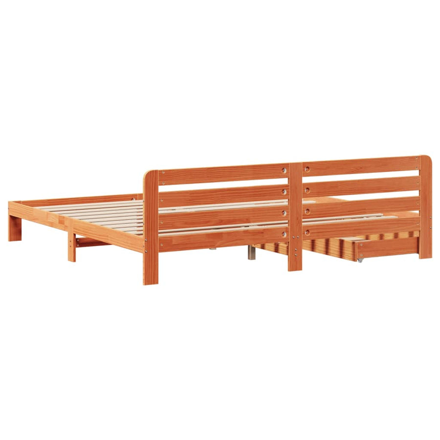 Bedframe zonder matras massief grenenhout wasbruin 200x200 cm
