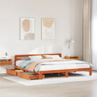 Bedframe massief grenenhout wasbruin 200x200 cm