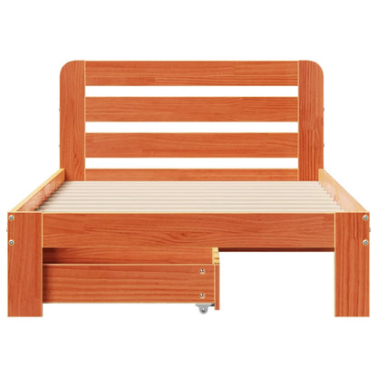 Bedframe zonder matras massief grenenhout wasbruin 90x190 cm