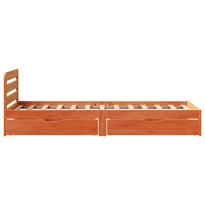 Bedframe zonder matras massief grenenhout wasbruin 90x190 cm