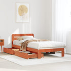 Bed frame without mattress solid pine wax brown 90x190 cm