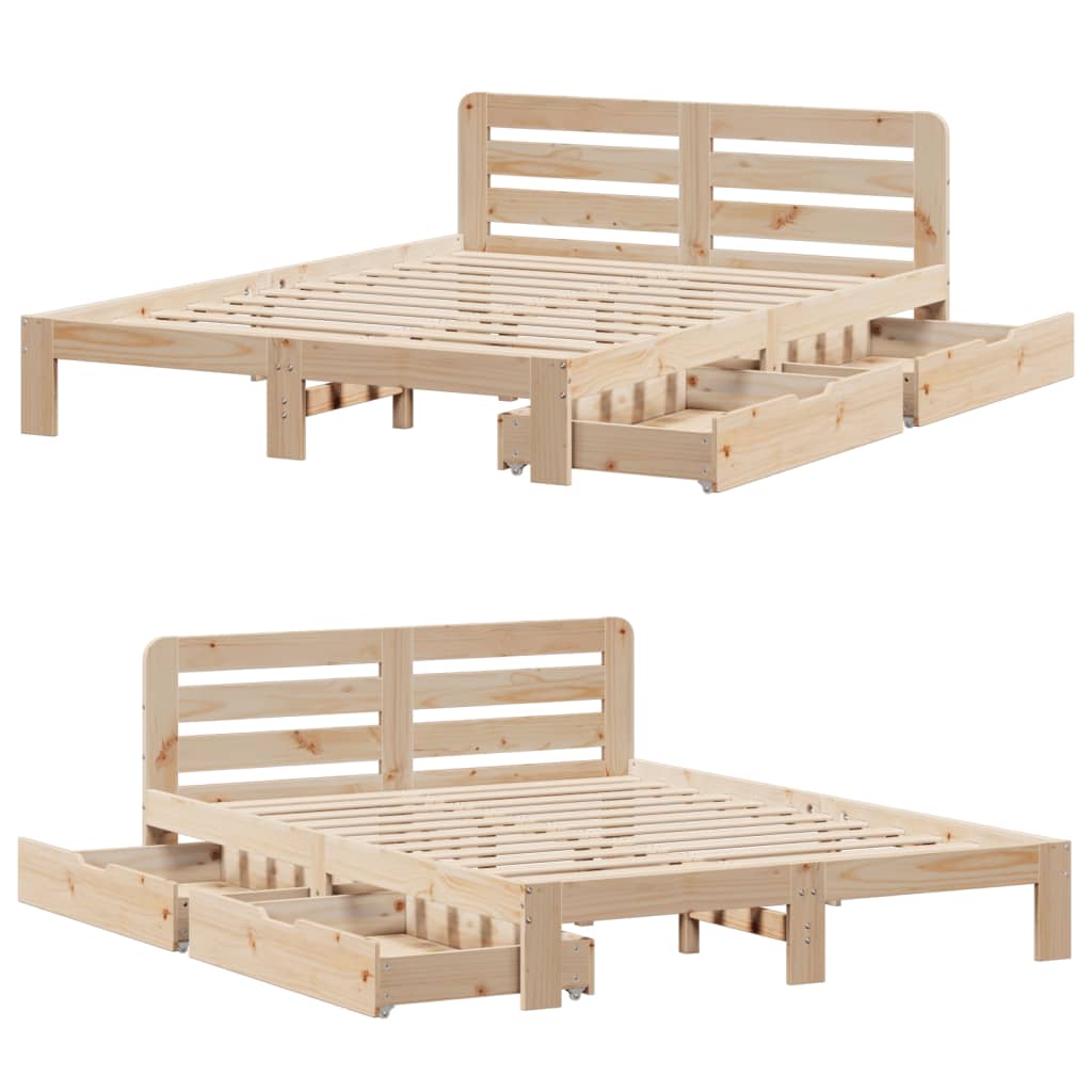 Bedframe zonder matras massief grenenhout 120x190 cm