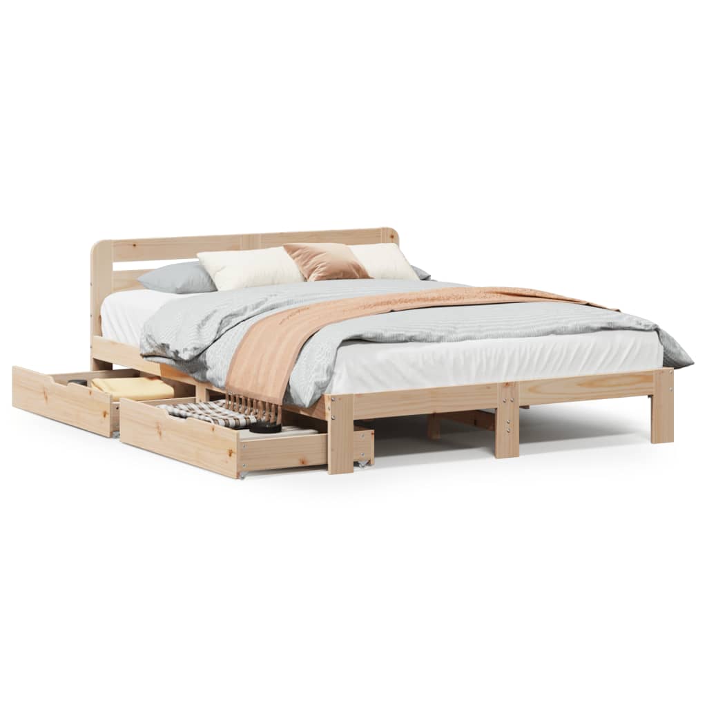 Bedframe zonder matras massief grenenhout 135x190 cm