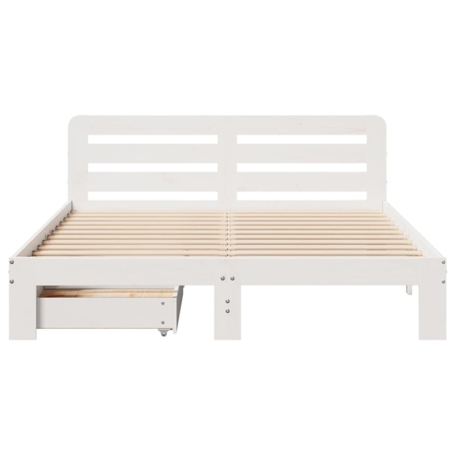 Bedframe zonder matras massief grenenhout wit 135x190 cm