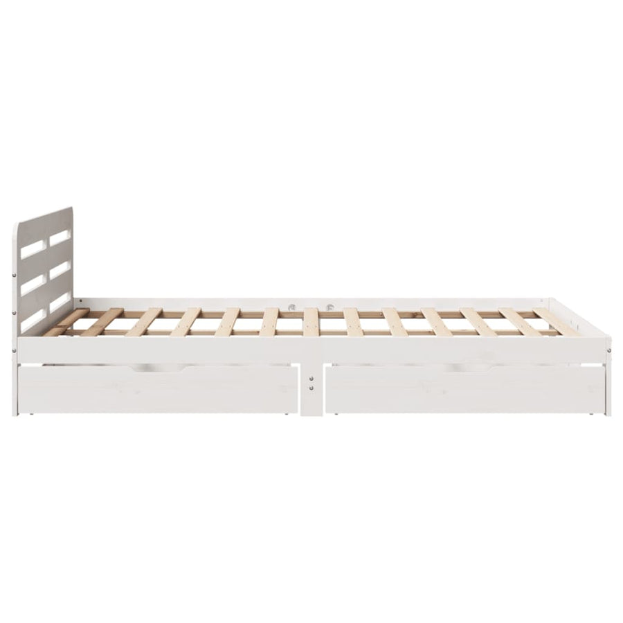 Bedframe zonder matras massief grenenhout wit 135x190 cm