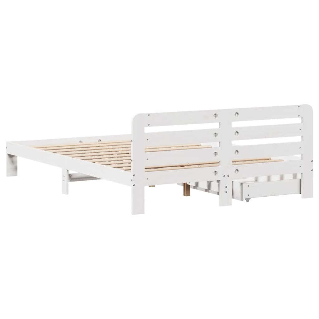 Bedframe zonder matras massief grenenhout wit 135x190 cm