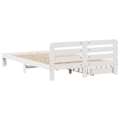 Bedframe zonder matras massief grenenhout wit 135x190 cm
