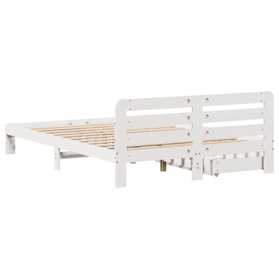 Bedframe zonder matras massief grenenhout wit 135x190 cm