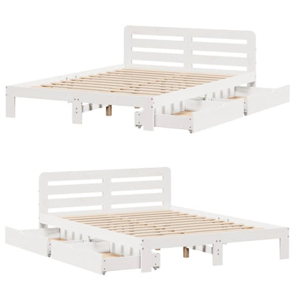 Bedframe zonder matras massief grenenhout wit 135x190 cm
