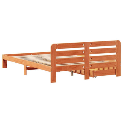 Bedframe zonder matras massief grenenhout wasbruin 135x190 cm