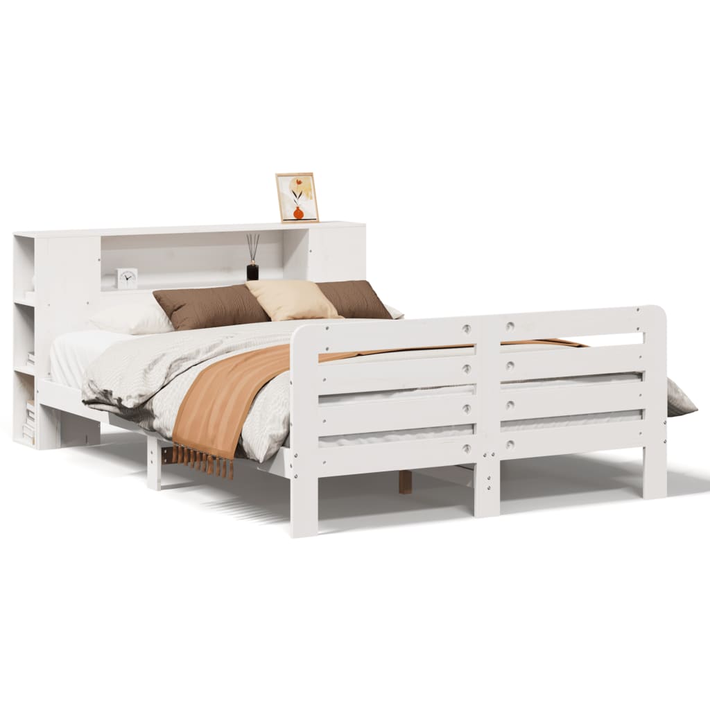 Bedframe zonder matras massief grenenhout wit 140x200 cm