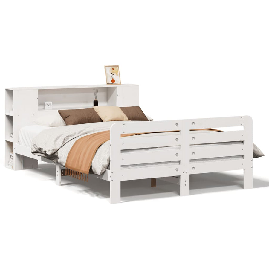 Bedframe zonder matras massief grenenhout wit 140x200 cm