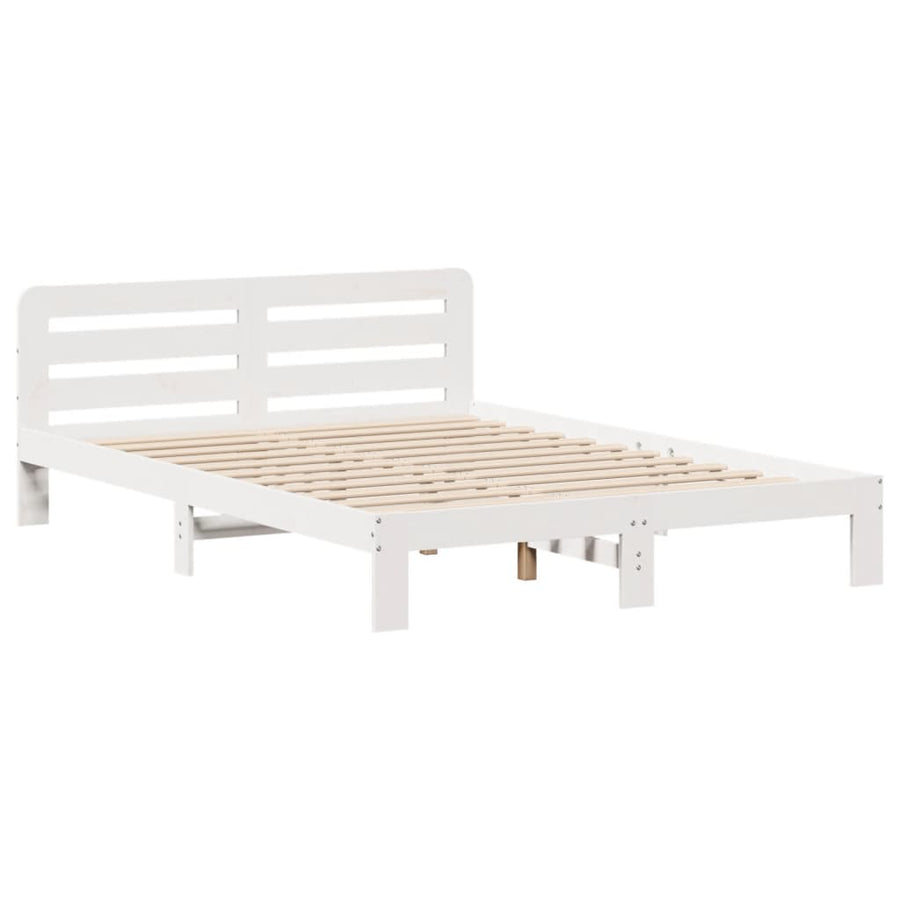 Bedframe zonder matras massief grenenhout wit 140x200 cm