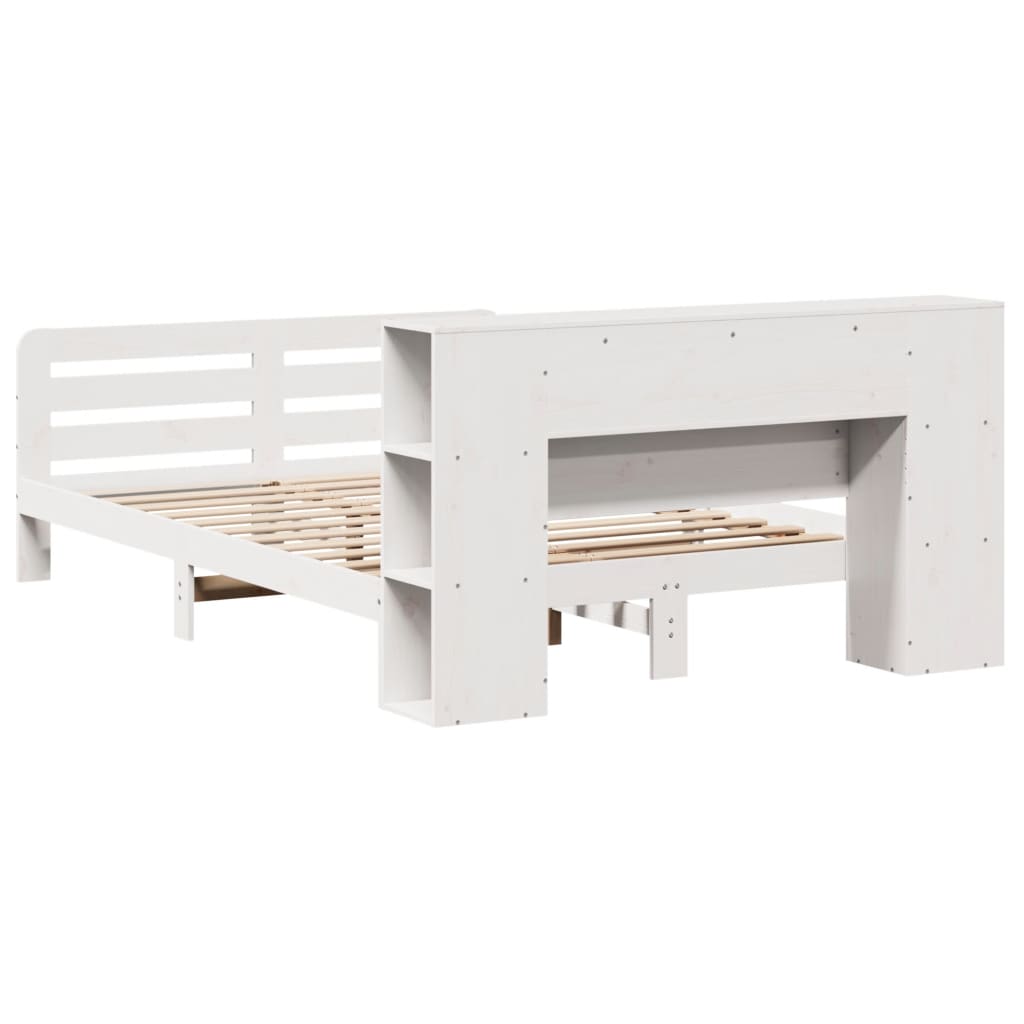 Bedframe zonder matras massief grenenhout wit 140x200 cm