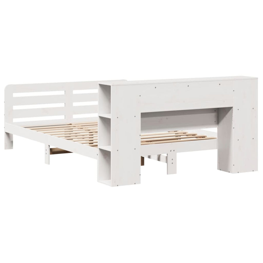 Bedframe zonder matras massief grenenhout wit 140x200 cm