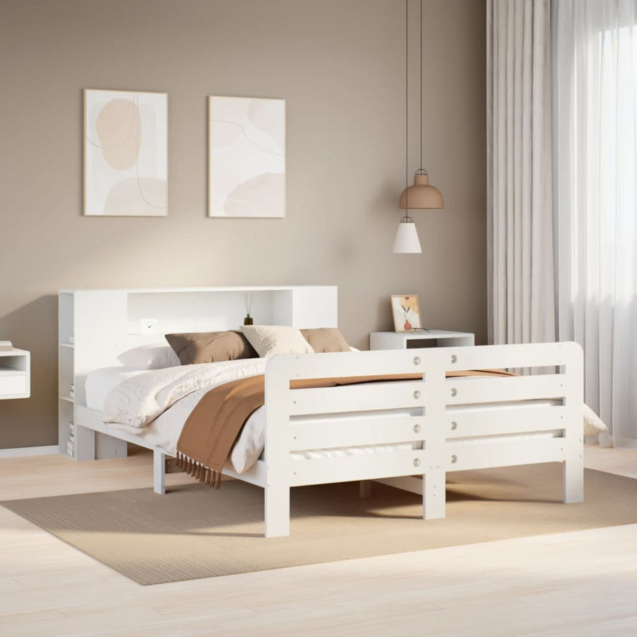Bedframe zonder matras massief grenenhout wit 140x200 cm