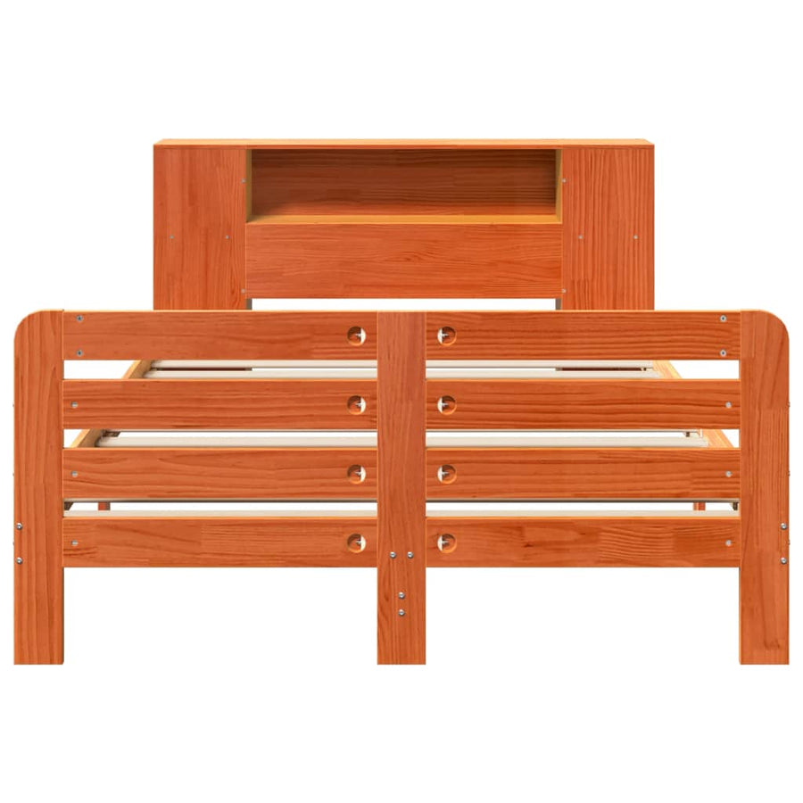 Bedframe zonder matras massief grenenhout wasbruin 140x200 cm