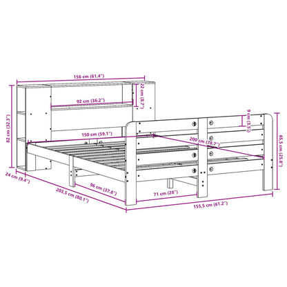 Bedframe zonder matras massief grenenhout wasbruin 150x200 cm