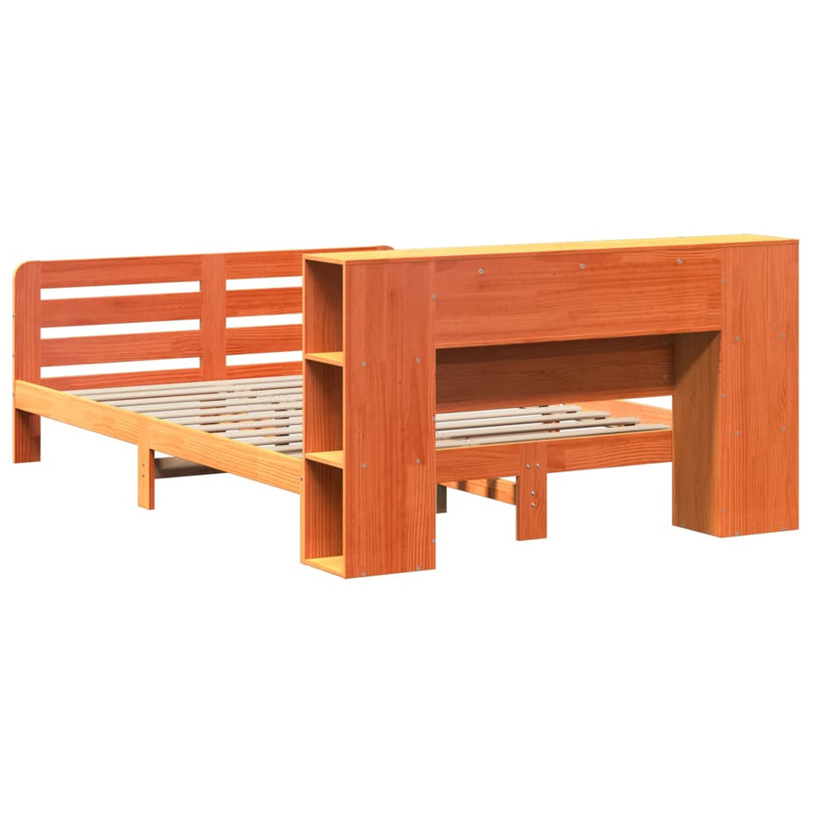 Bedframe zonder matras massief grenenhout wasbruin 150x200 cm