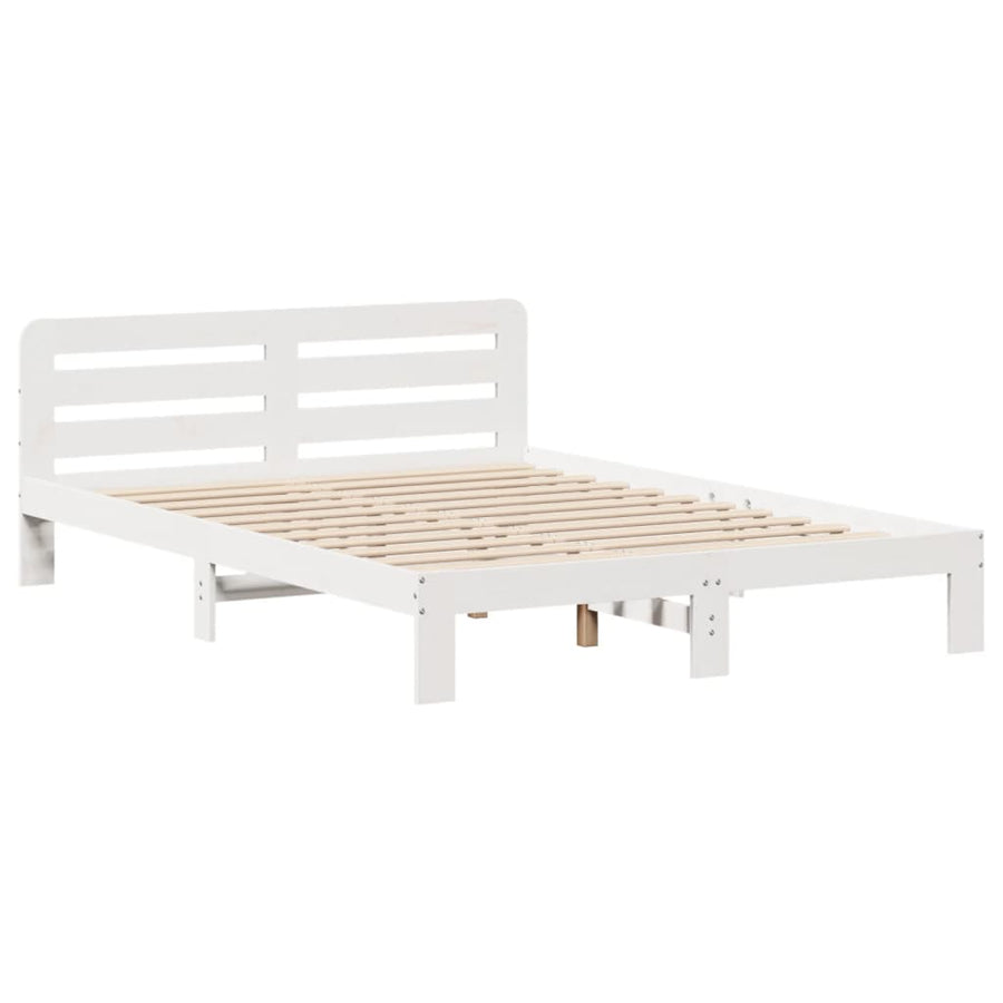 Bedframe zonder matras massief grenenhout wit 160x200 cm