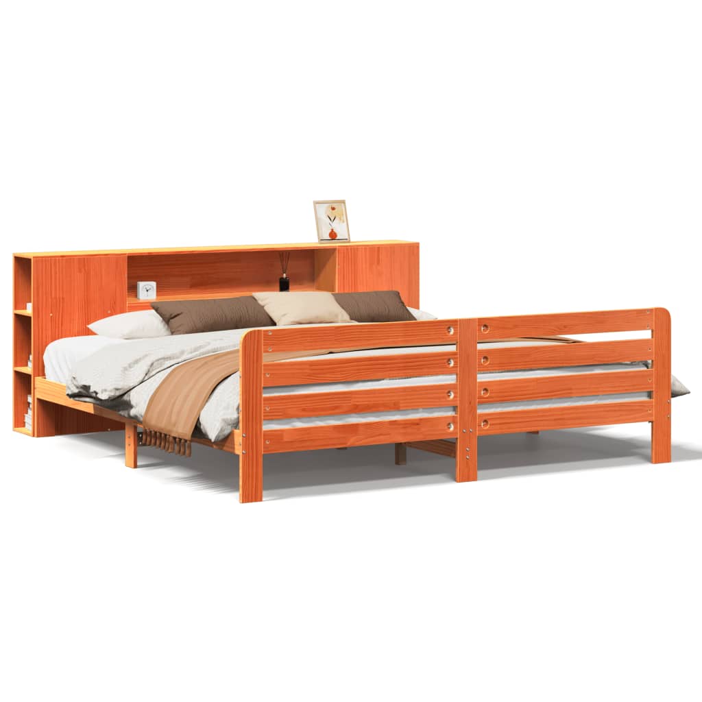 Bedframe zonder matras massief grenenhout wasbruin 200x200 cm