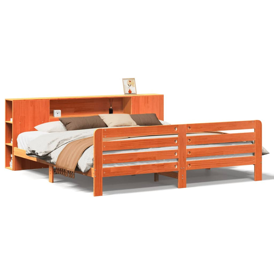 Bedframe zonder matras massief grenenhout wasbruin 200x200 cm