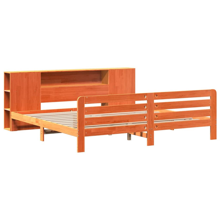 Bedframe zonder matras massief grenenhout wasbruin 200x200 cm