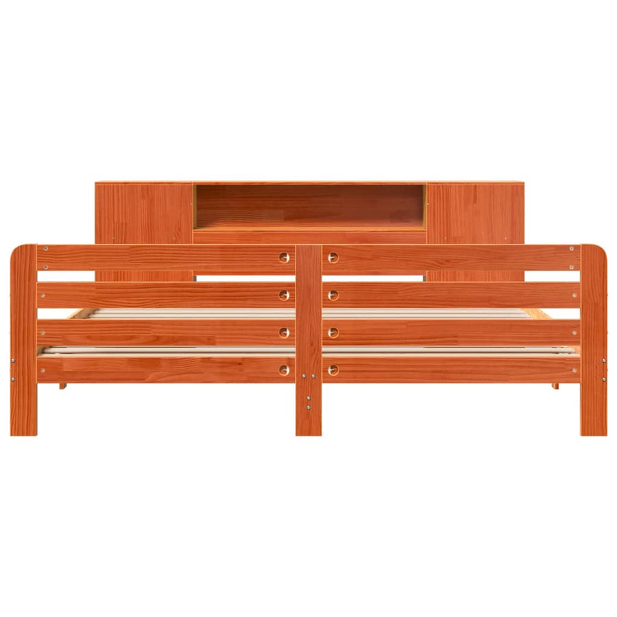 Bedframe zonder matras massief grenenhout wasbruin 200x200 cm