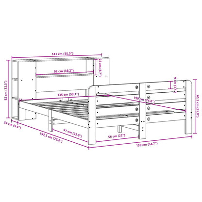 Bedframe zonder matras massief grenenhout 135x190 cm