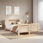 Bed frame without mattress solid pine wood 135x190 cm