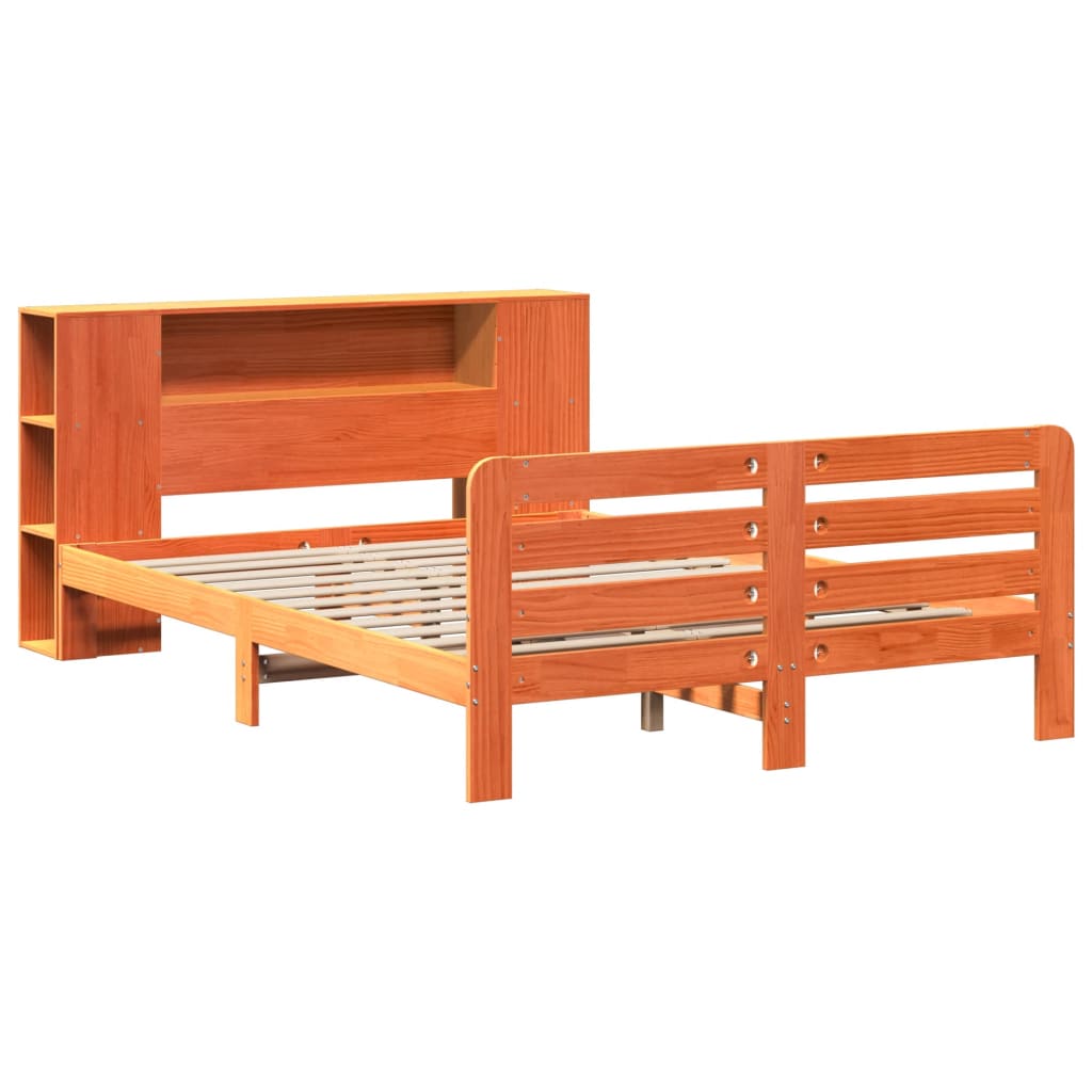 Bedframe zonder matras massief grenenhout wasbruin 135x190 cm