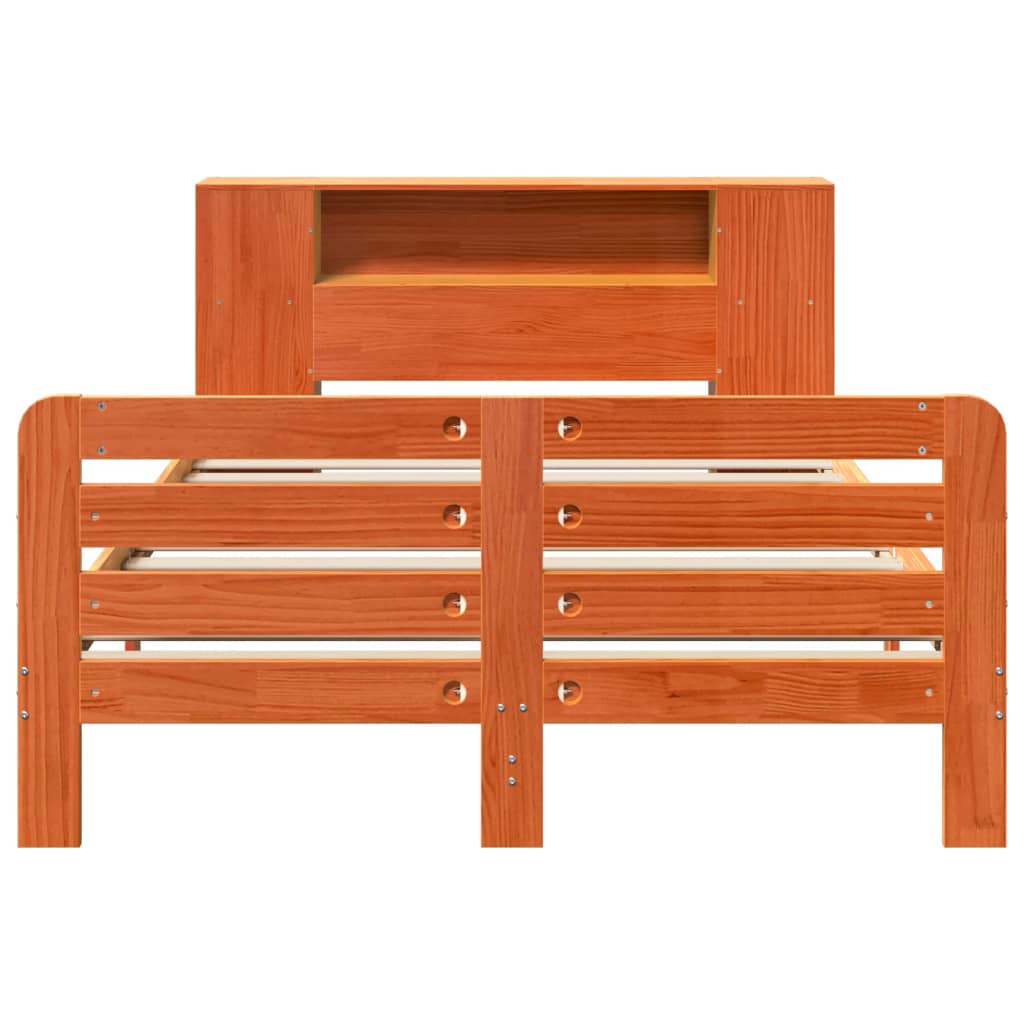 Bedframe zonder matras massief grenenhout wasbruin 135x190 cm
