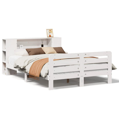 Bedframe zonder matras massief grenenhout wit 140x190 cm