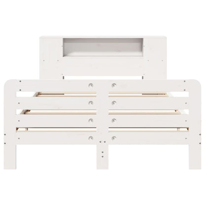 Bedframe zonder matras massief grenenhout wit 140x190 cm