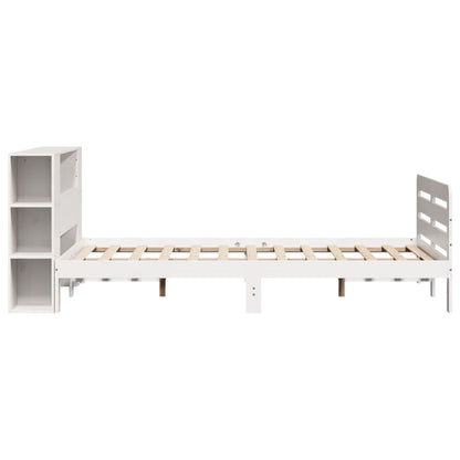 Bedframe zonder matras massief grenenhout wit 140x190 cm