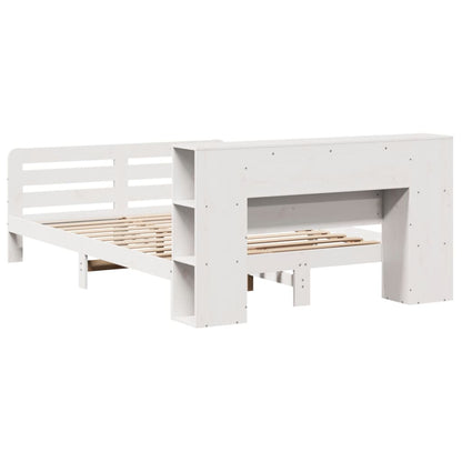 Bedframe zonder matras massief grenenhout wit 140x190 cm
