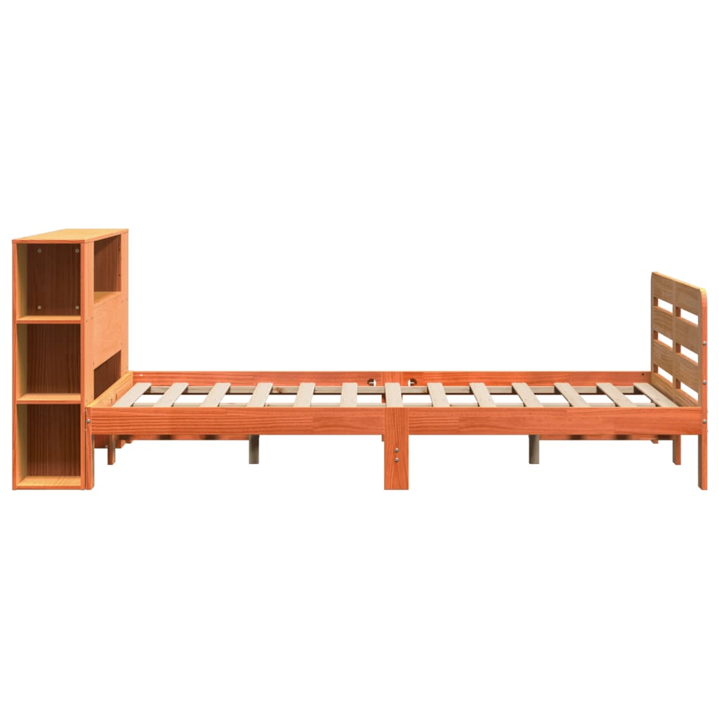 Bed met matras massief grenenhout wasbruin 140x190 cm