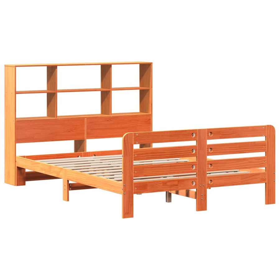 Bedframe zonder matras massief grenenhout wasbruin 140x200 cm