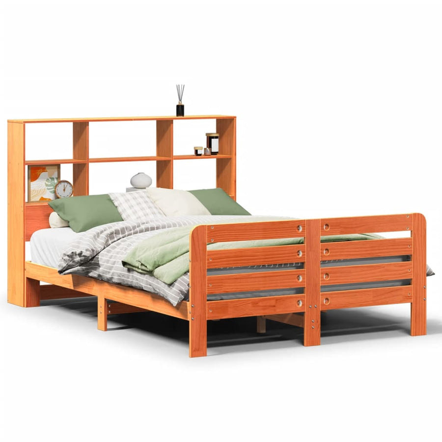 Bedframe zonder matras massief grenenhout wasbruin 150x200 cm