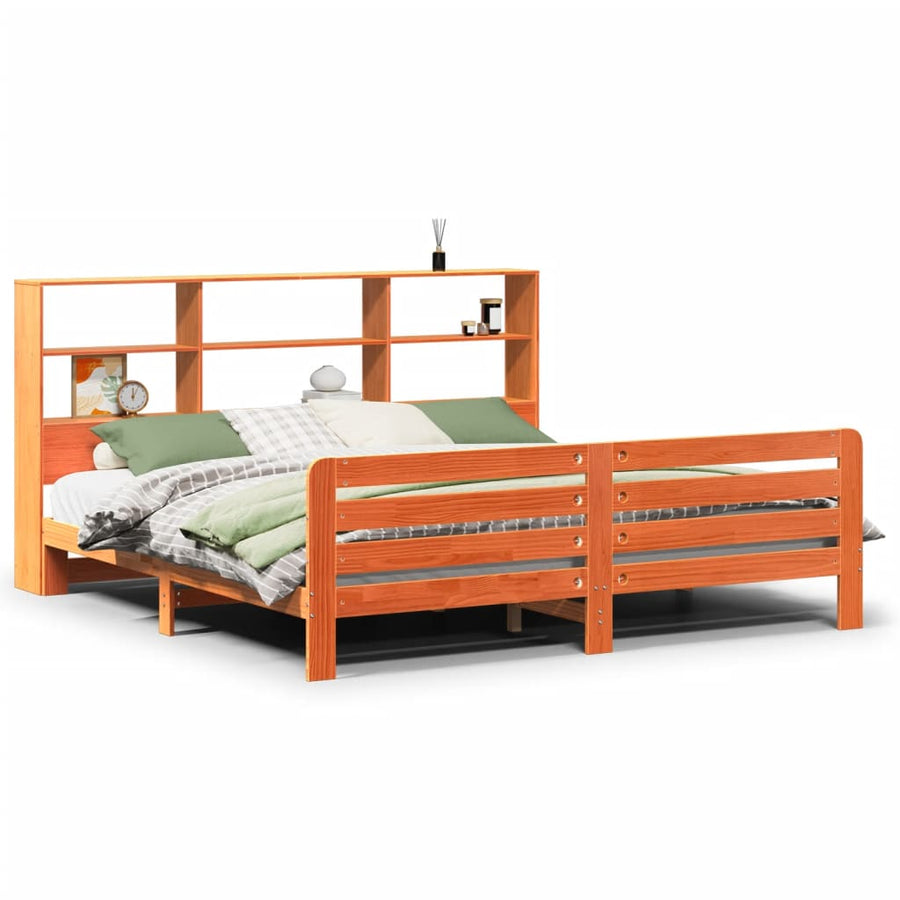 Bedframe zonder matras massief grenenhout wasbruin 200x200 cm
