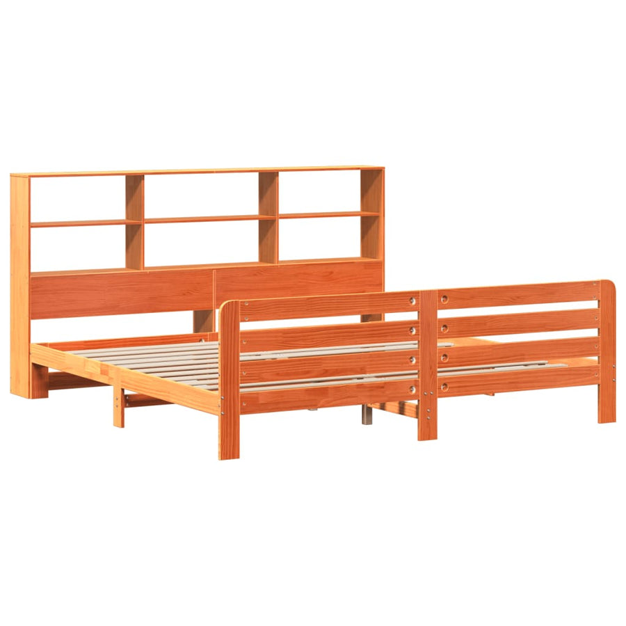 Bedframe zonder matras massief grenenhout wasbruin 200x200 cm