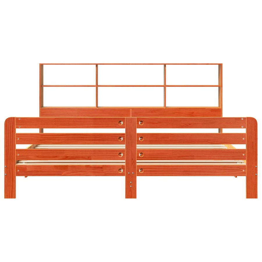 Bedframe zonder matras massief grenenhout wasbruin 200x200 cm