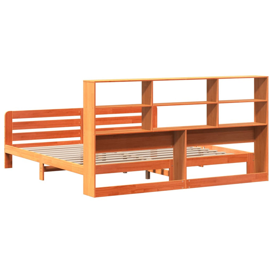 Bedframe zonder matras massief grenenhout wasbruin 200x200 cm