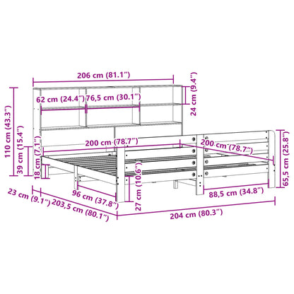 Bedframe zonder matras massief grenenhout wasbruin 200x200 cm
