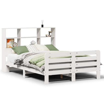 Bedframe zonder matras massief grenenhout wit 140x190 cm