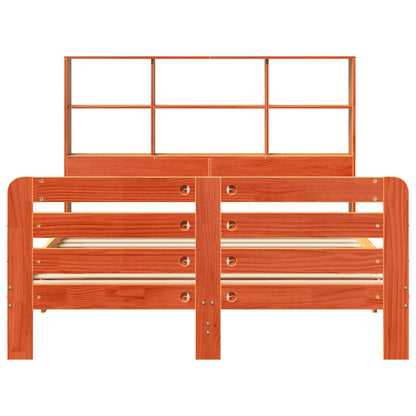 Bed met matras massief grenenhout wasbruin 140x190 cm