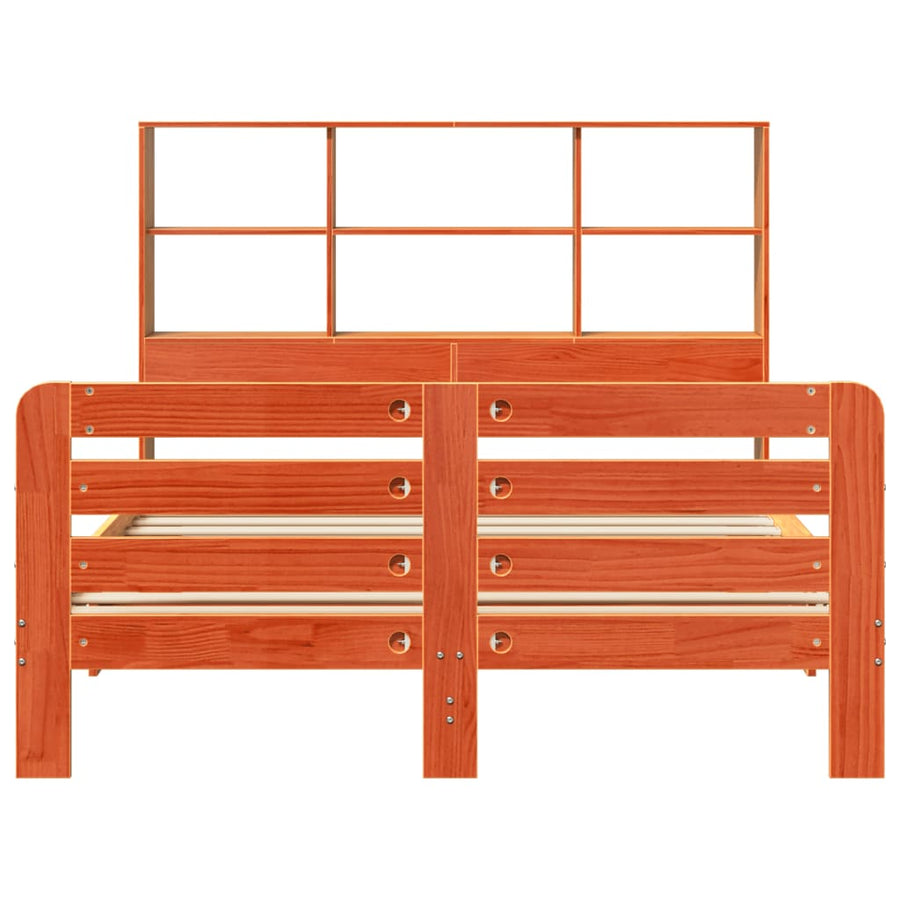Bed met matras massief grenenhout wasbruin 140x190 cm