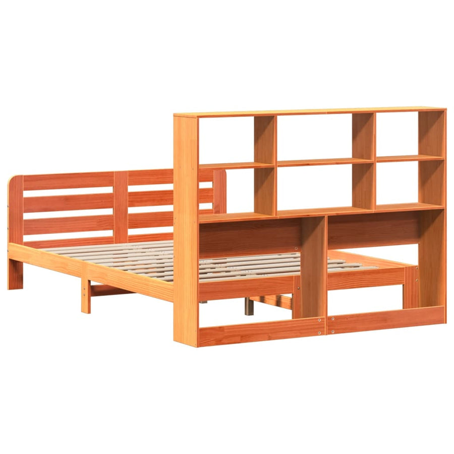 Bed met matras massief grenenhout wasbruin 140x190 cm