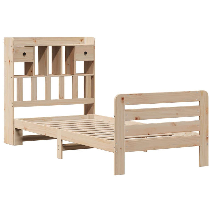 Bed met boekenkast zonder matras massief grenenhout 90x200 cm