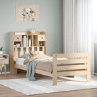 Bed met boekenkast zonder matras massief grenenhout 90x200 cm